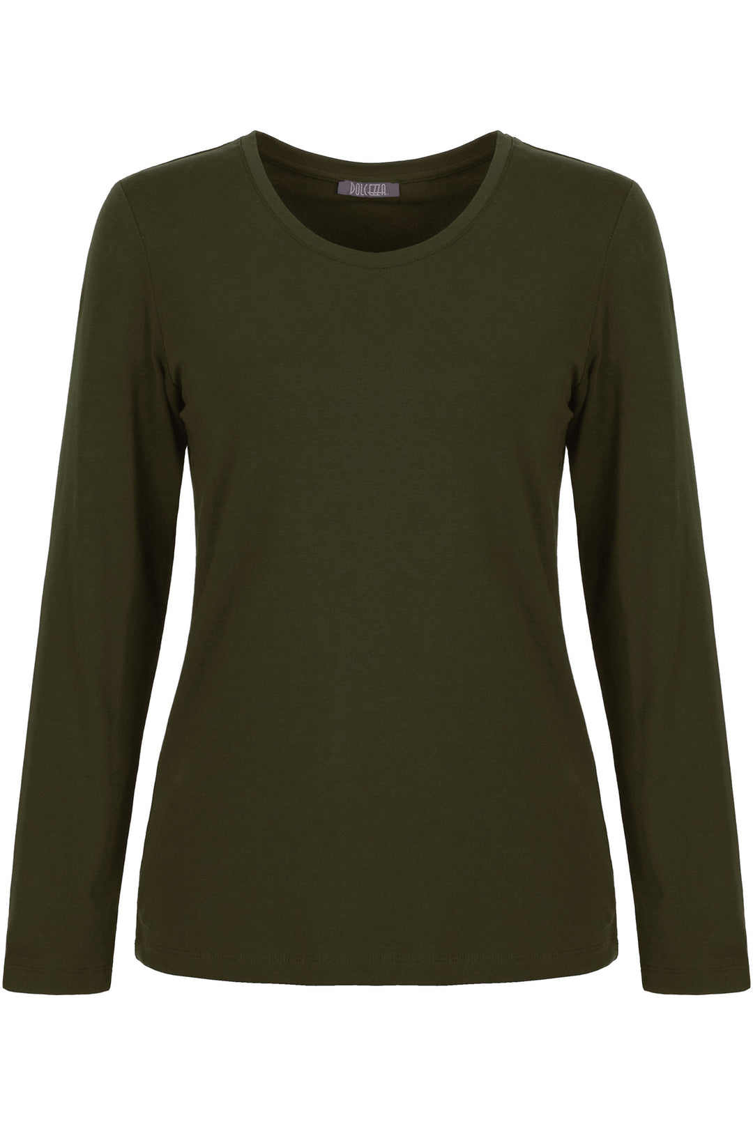 Khaki long-sleeve shirt on a white background