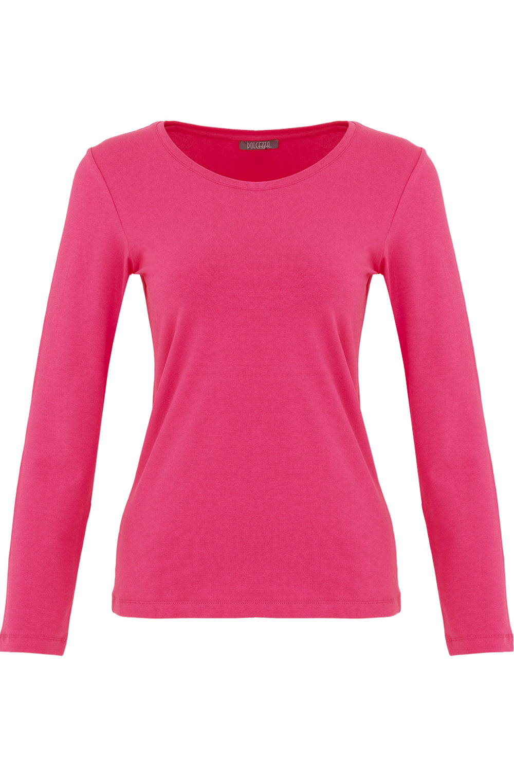 Magenta long-sleeve shirt on a white background