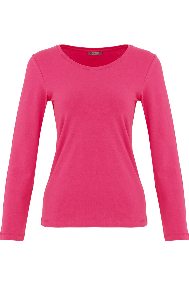 Magenta long-sleeve shirt on a white background