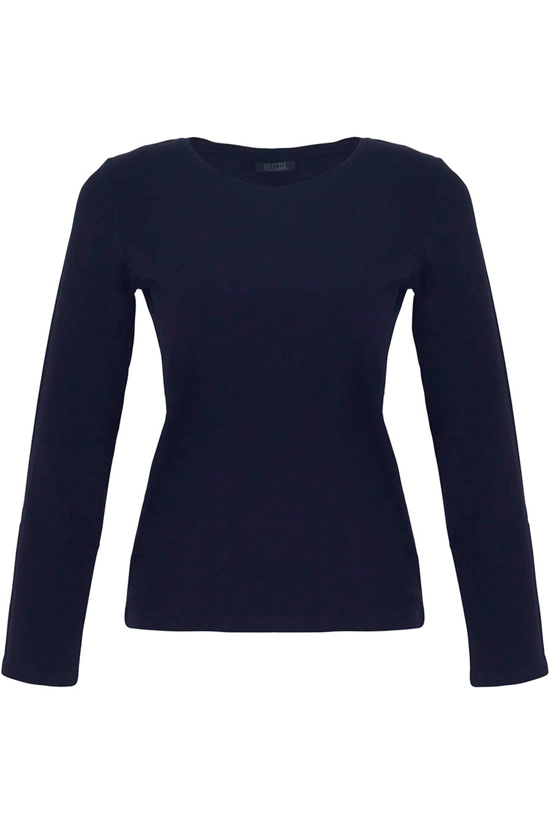 Navy long-sleeve shirt on a white background