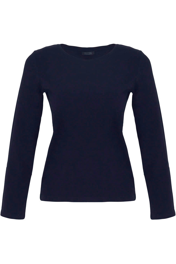 Navy long-sleeve shirt on a white background