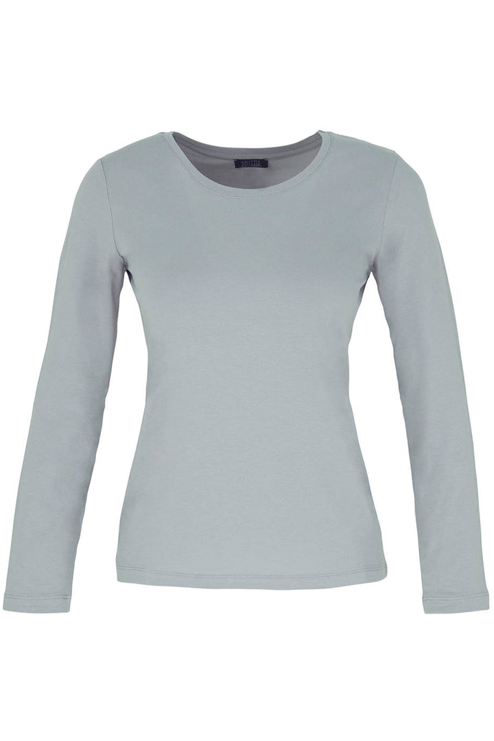 Silver long-sleeve shirt on a white background