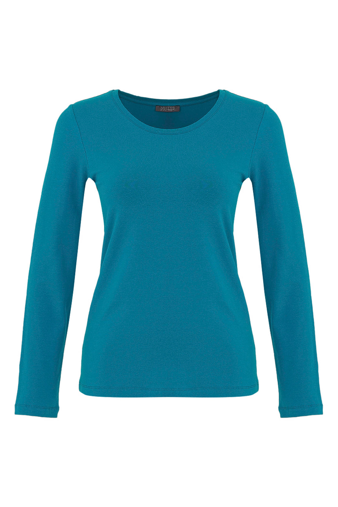 Teal long-sleeve shirt on a white background