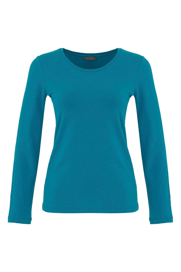 Teal long-sleeve shirt on a white background