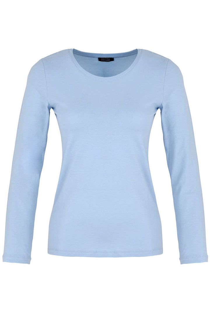 Baby blue long-sleeve shirt on a white background