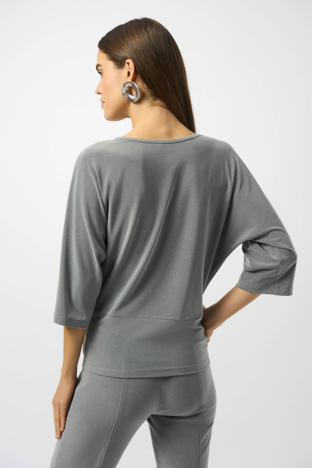 GREY DOLMAN TOP WITH KNOT WAIST