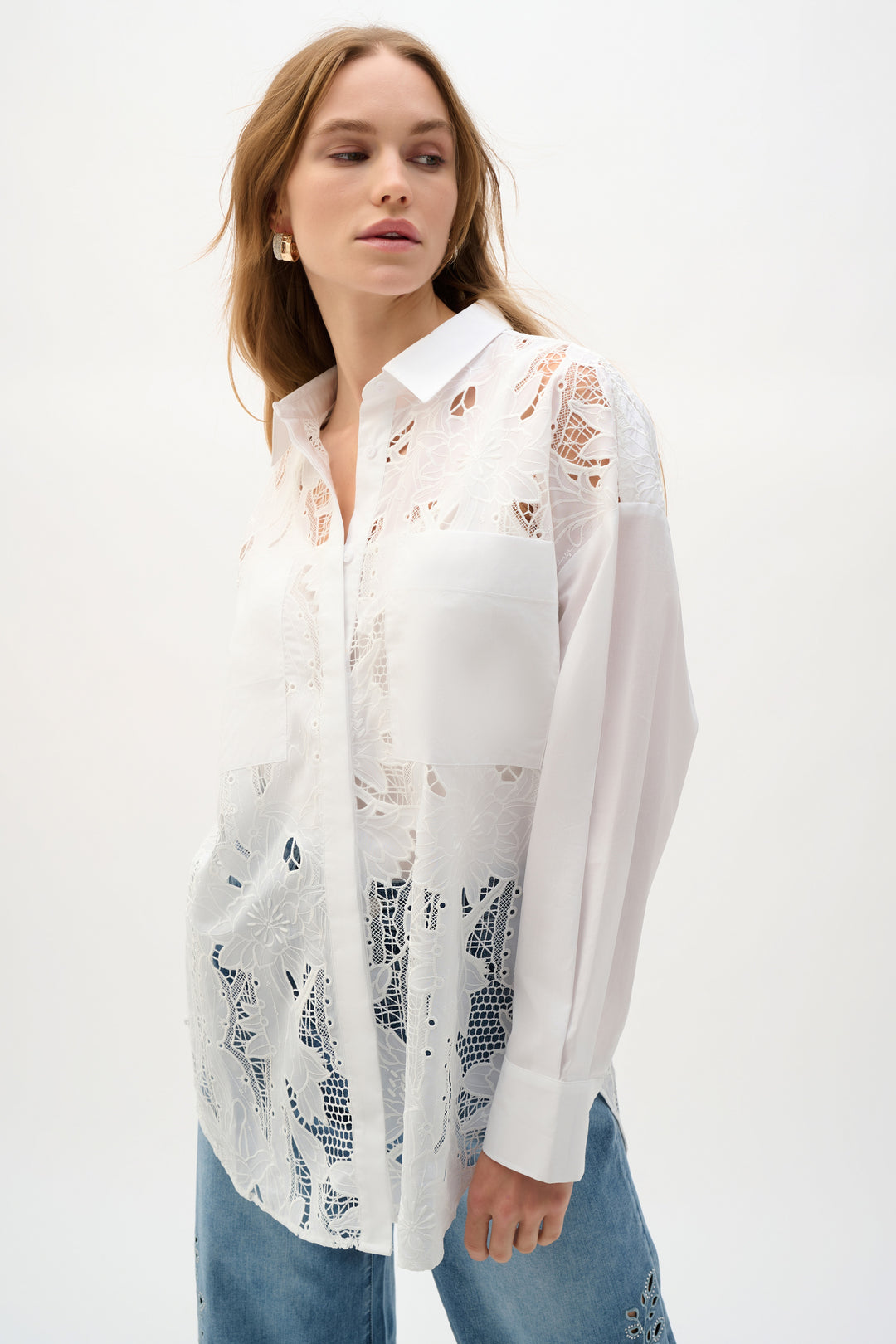 COTTON LACE BLOUSE WITH EMBROIDERY