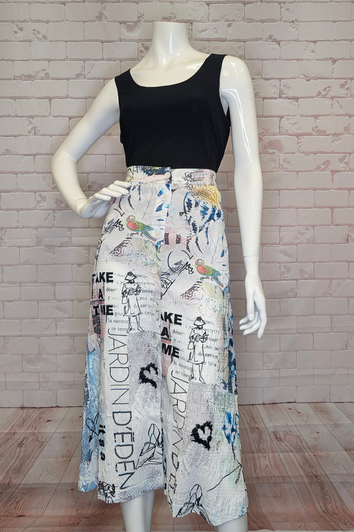 COLLAGE CRINKLE BUTTON FRONT A-LINE SKIRT