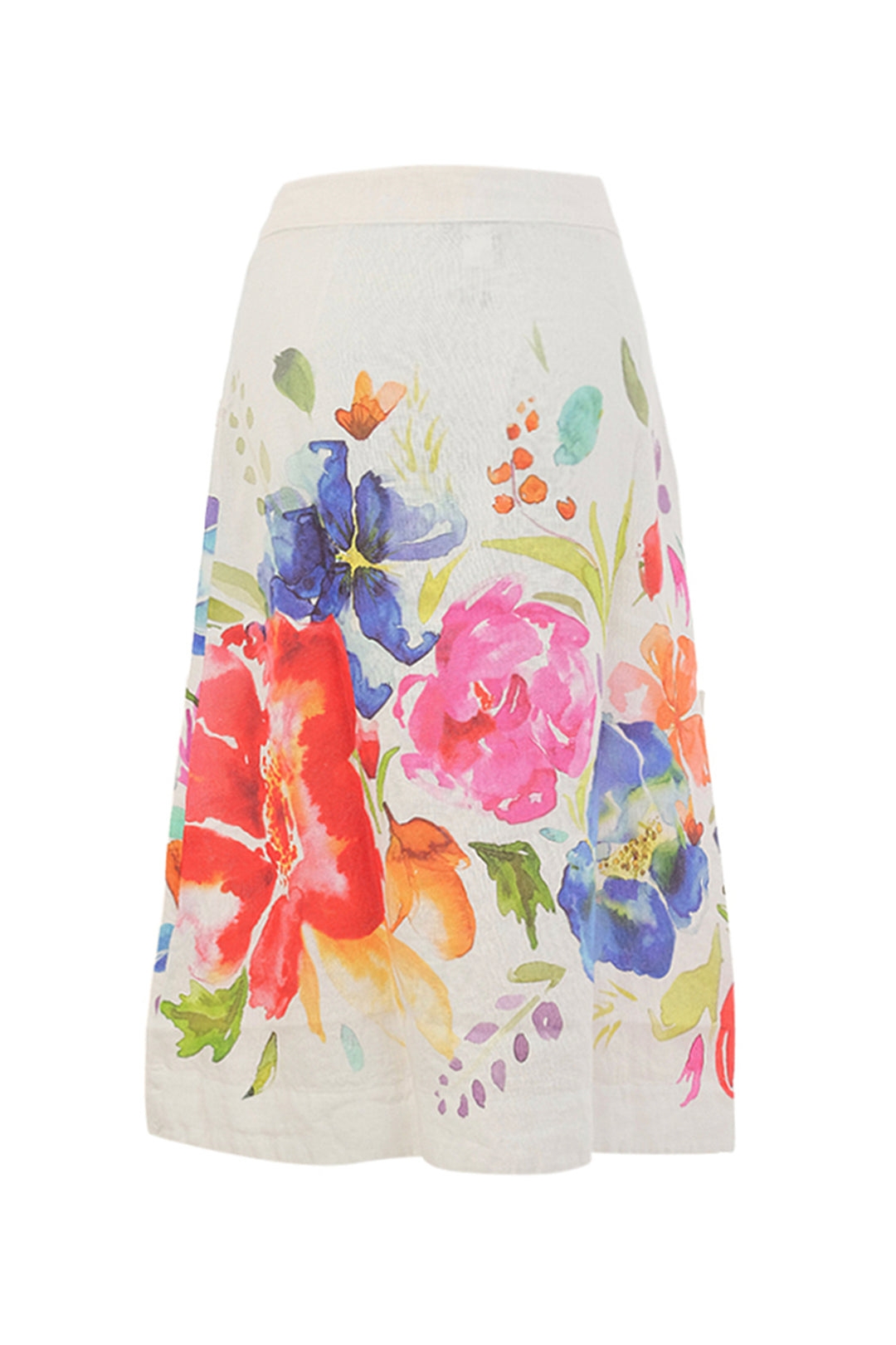 SPRING DELIGHT LINEN BUTTON FRONT A-LINE SKIRT