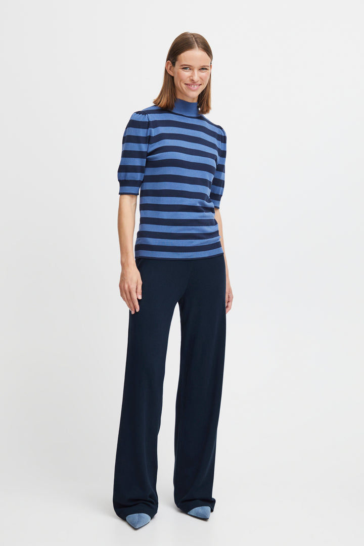 NAVY WIDE LEG KNIT PANT