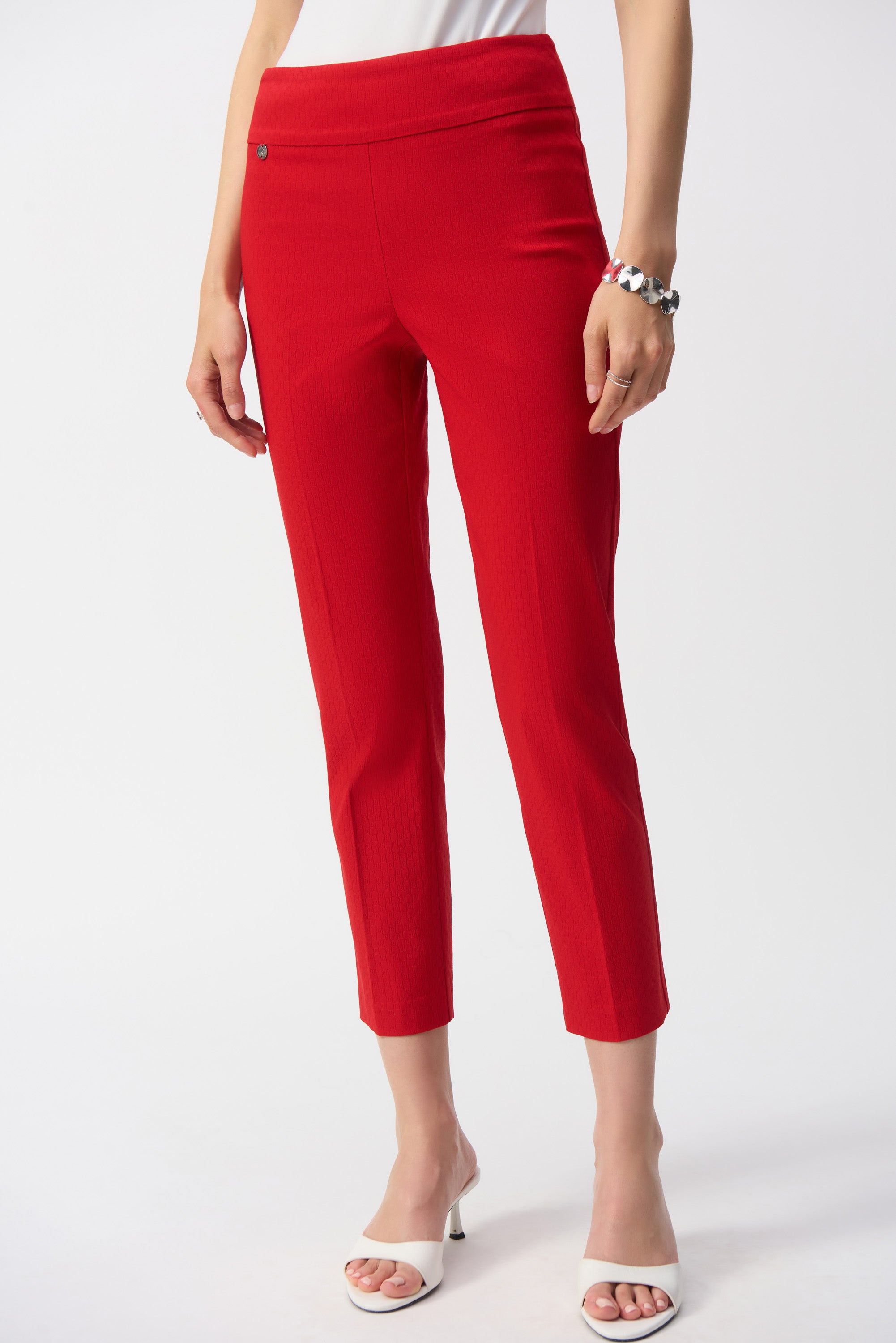 Joseph Ribkoff Radiant Red Textured Crop Pull On Pants