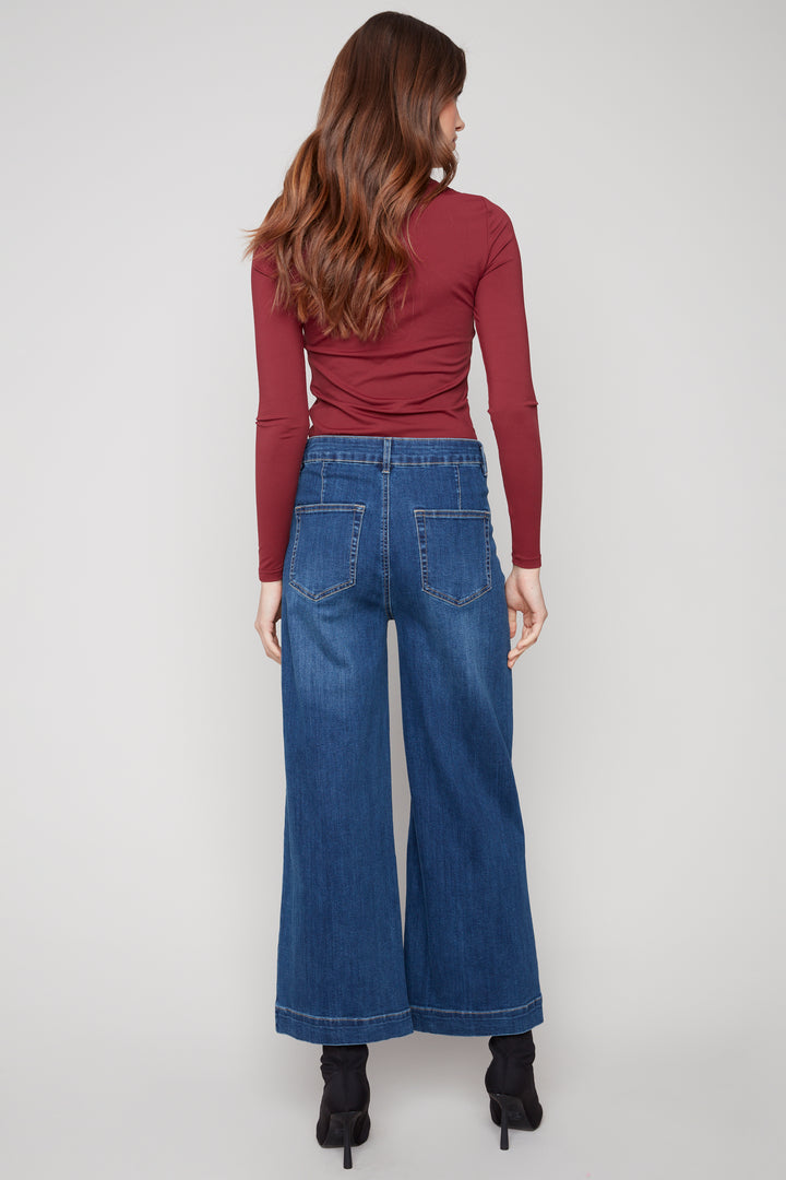 CROPPED PATCH POCKET FLARE JEAN