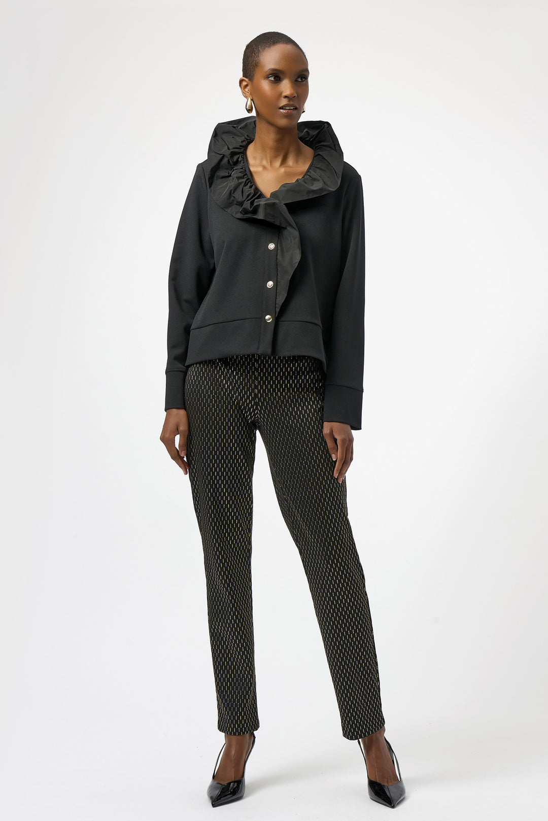 BLACK GOLD FOILED DASHES SLIM PANT