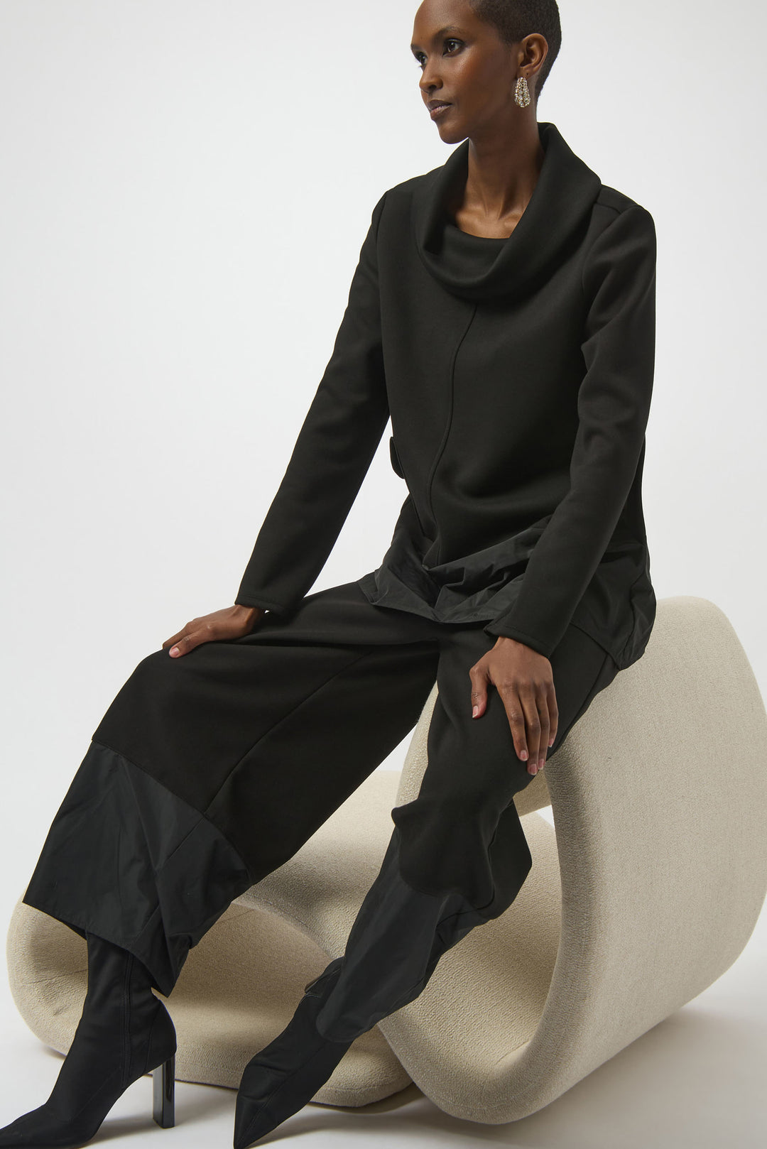 BLACK SCUBA BALLOON PANT WITH MEMORY HEM