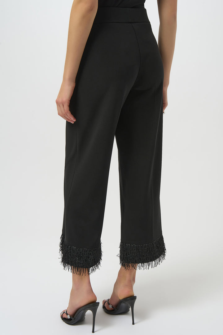 BLACK CULOTTE WITH FRINGE HEM