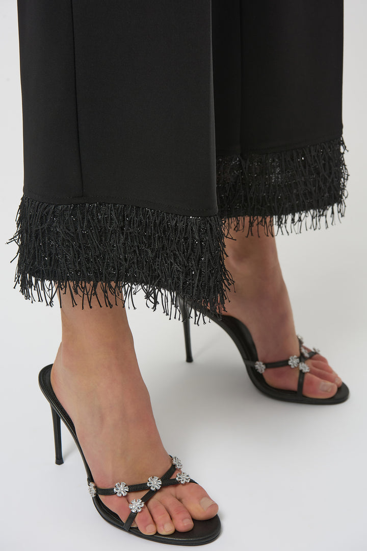 BLACK CULOTTE WITH FRINGE HEM