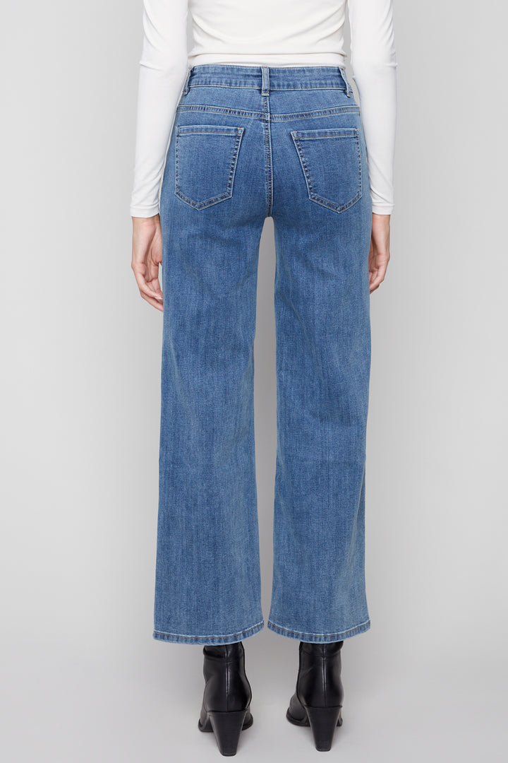 DENIM HEARTS WIDE LEG EMBROIDERED JEAN