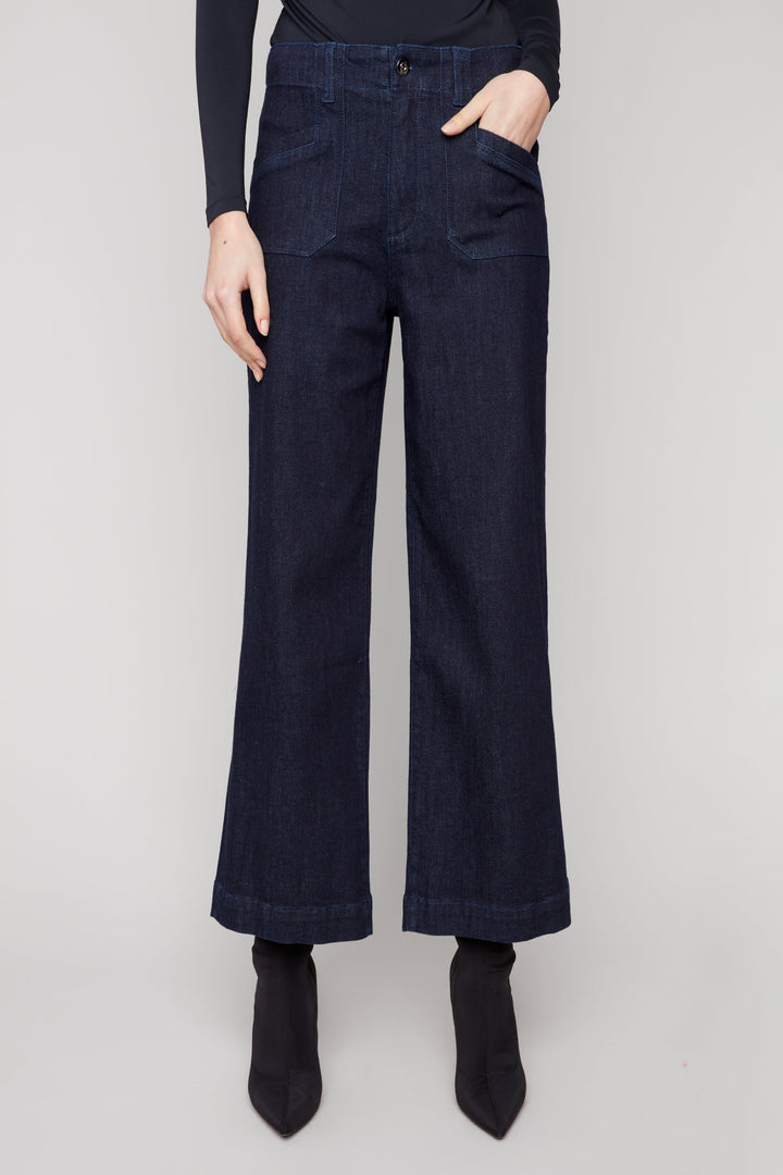 Charlie B Fall 2025 
Experience effortless style with these cropped wide-leg pants crafted from a soft cotton blend. Featuring smart casual appeal, square front patch pockets and a flattering wide-leg silhouette, they offer both comfort and versatility.
