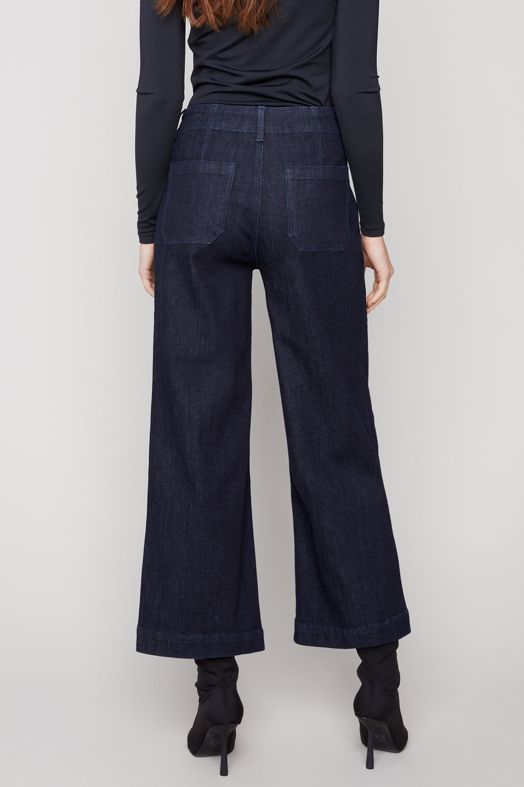 DEEP BLUE CROPPED WIDE LEG JEAN