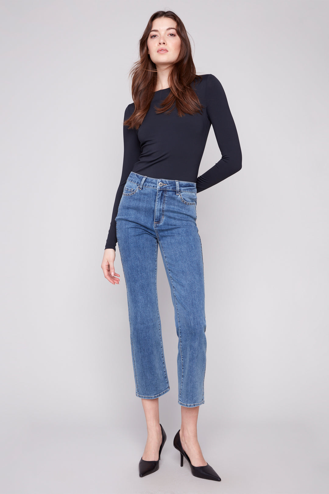 STRAIGHT LEG JEANS WITH STUDS