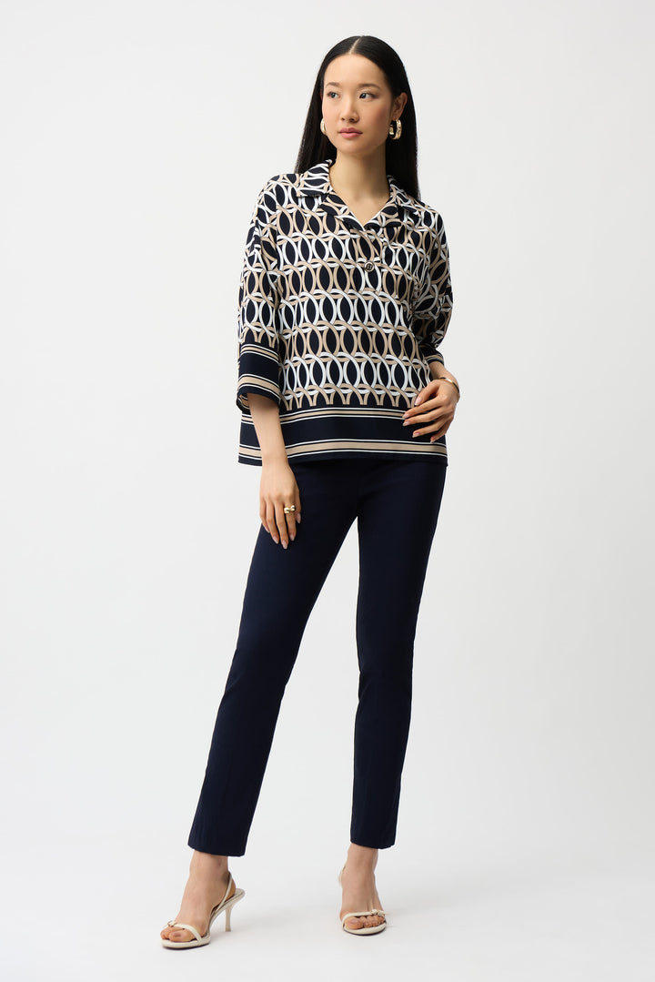 JACQUARD STRAIGHT LEG PANT WITH SIDE SLITS