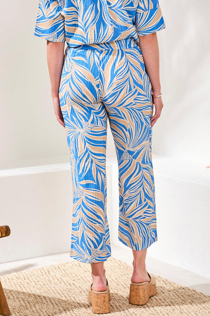 PALM LEAF CRINKLE DRAWSTRING PANT