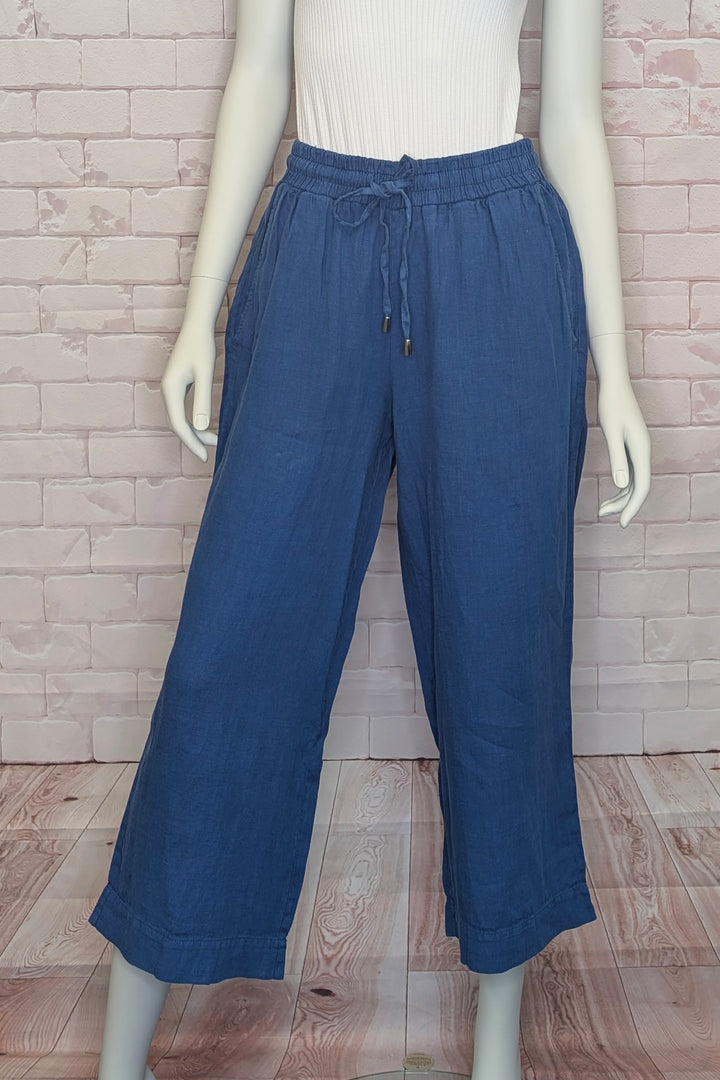 LINEN DRAWSTRING CROP PANT