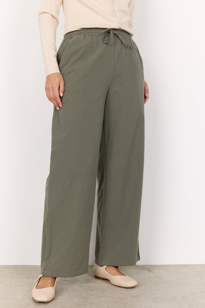 COTTON WIDE LEG DRAWSTRING PANT