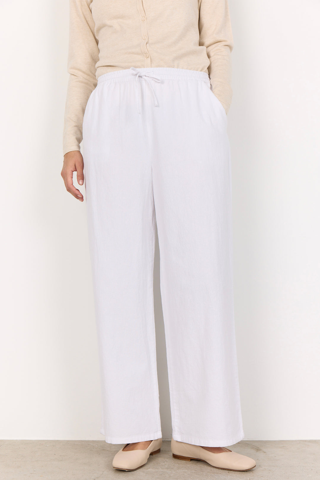 COTTON WIDE LEG DRAWSTRING PANT