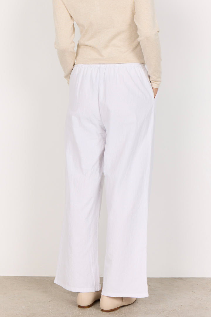 COTTON WIDE LEG DRAWSTRING PANT