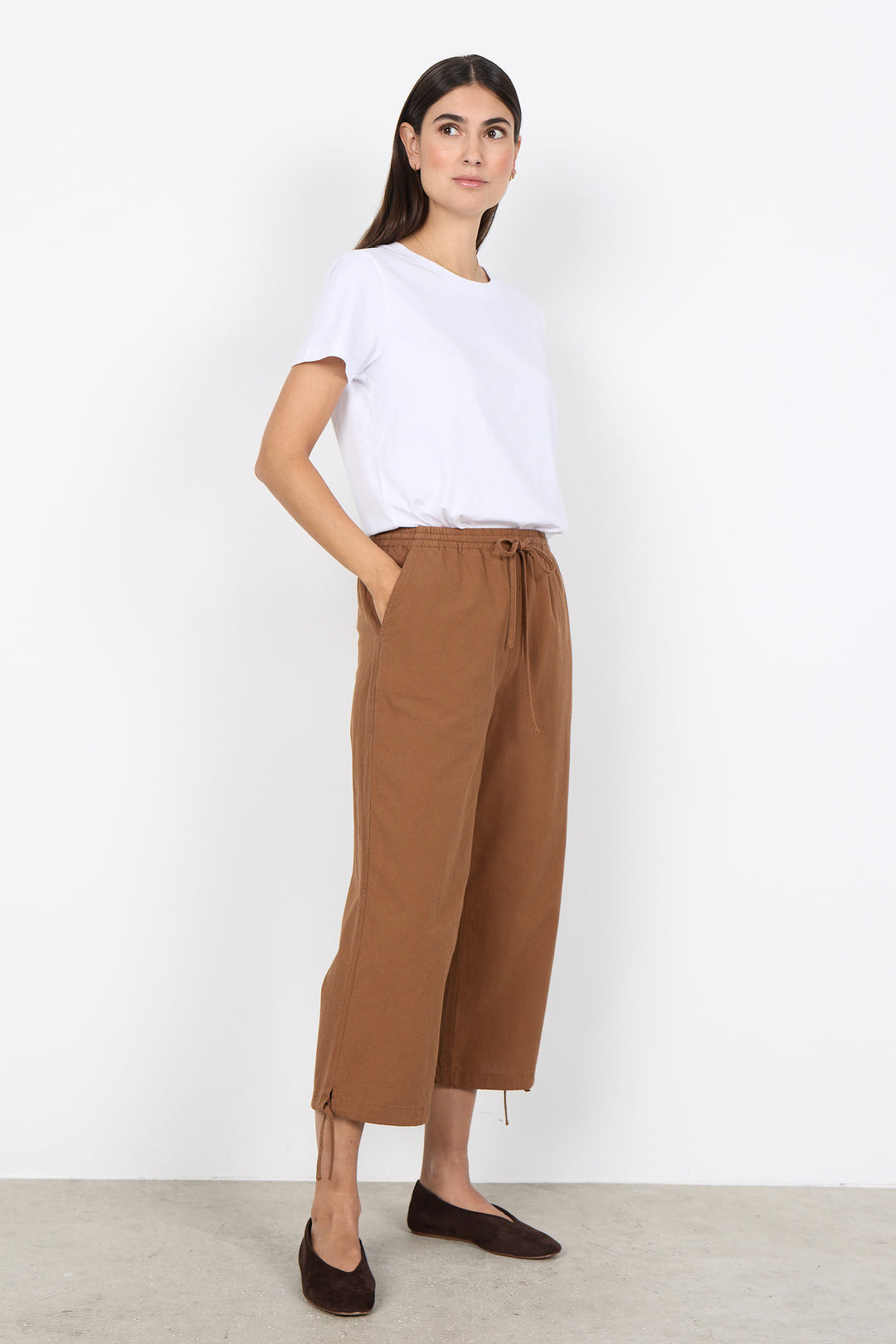 COTTON TIE HEM CAPRI
