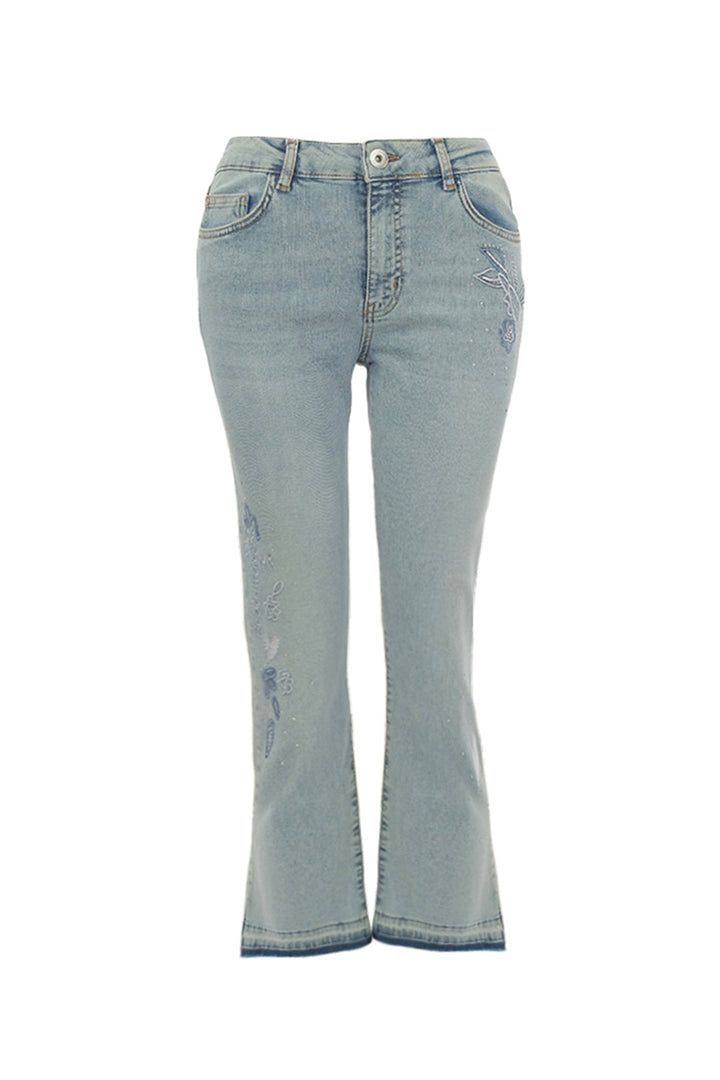 Light blue jeans on a white background