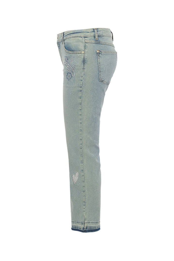 Light blue jeans on a white background