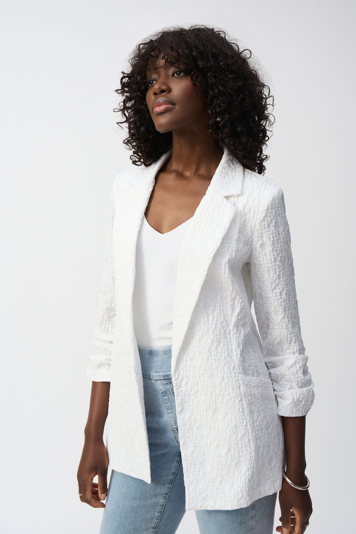 TEXTURED ROUCHED SLEEVE BLAZER