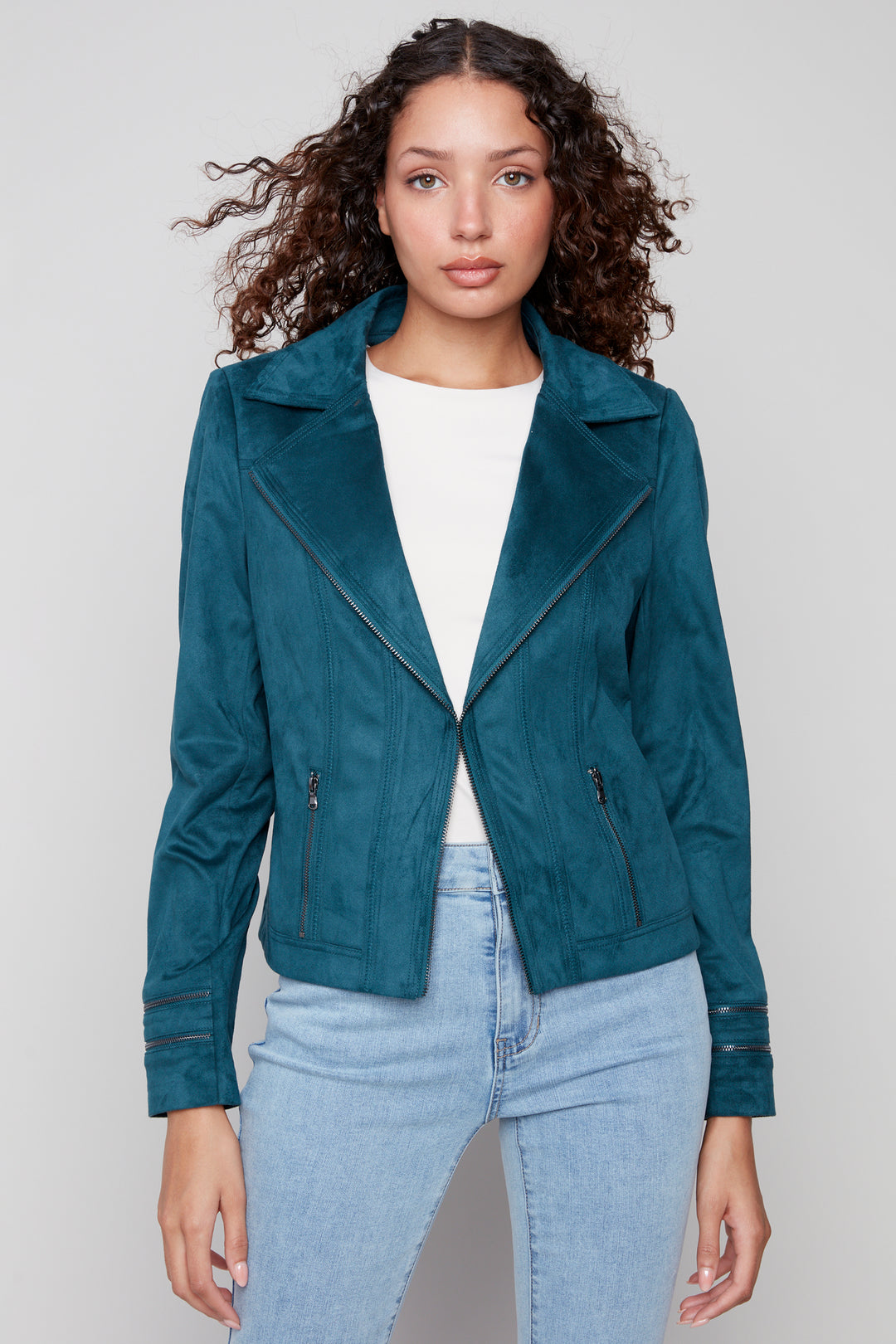FAUX SUEDE MOTO JACKET