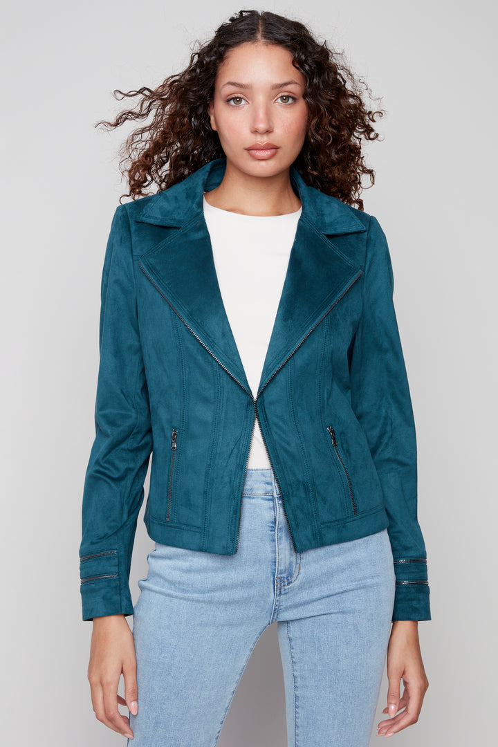 FAUX SUEDE MOTO JACKET