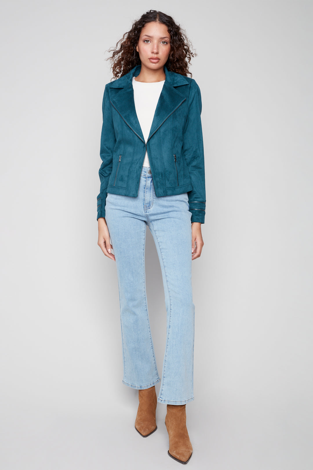 FAUX SUEDE MOTO JACKET