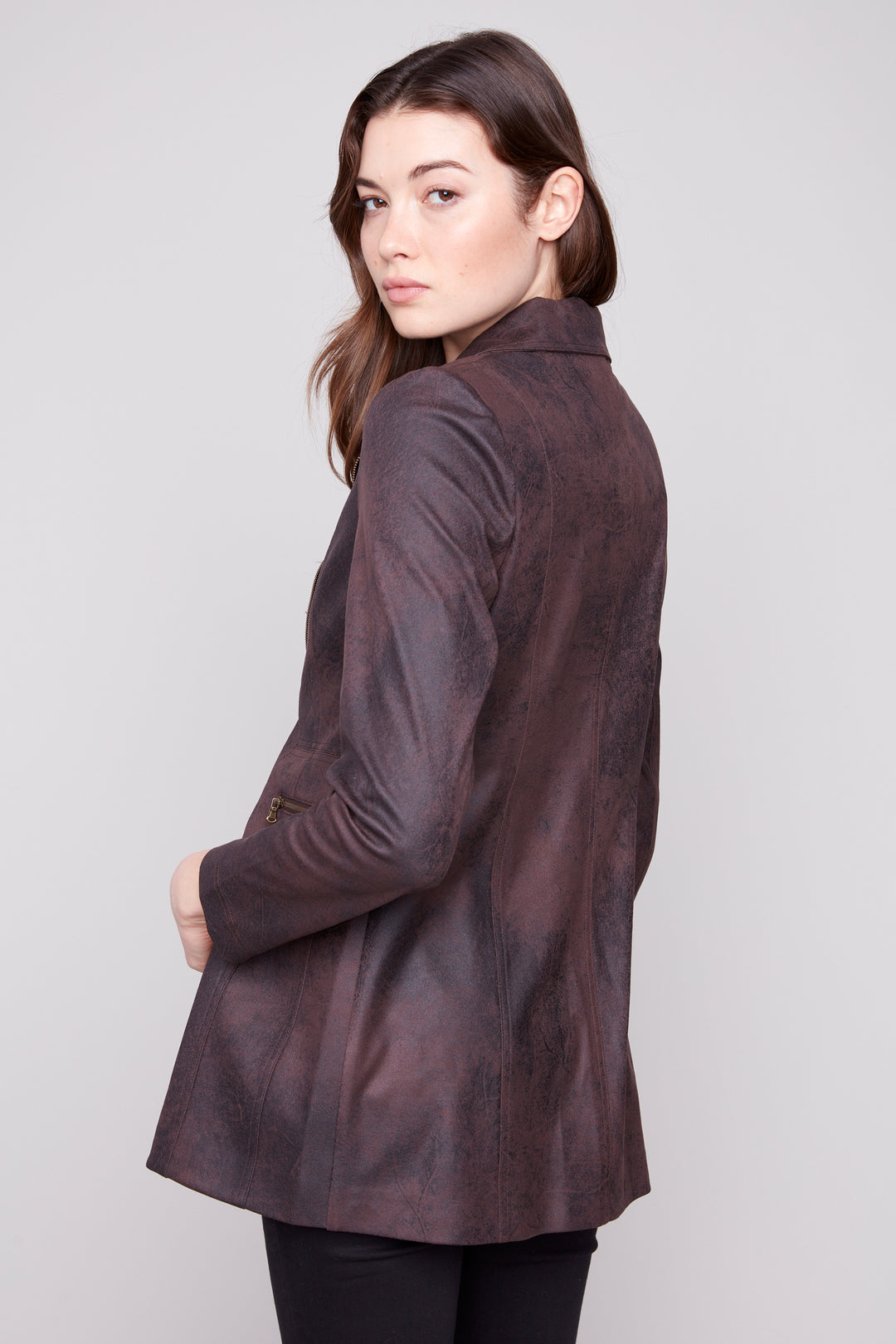 LONG FAUX SUEDE MOTO JACKET