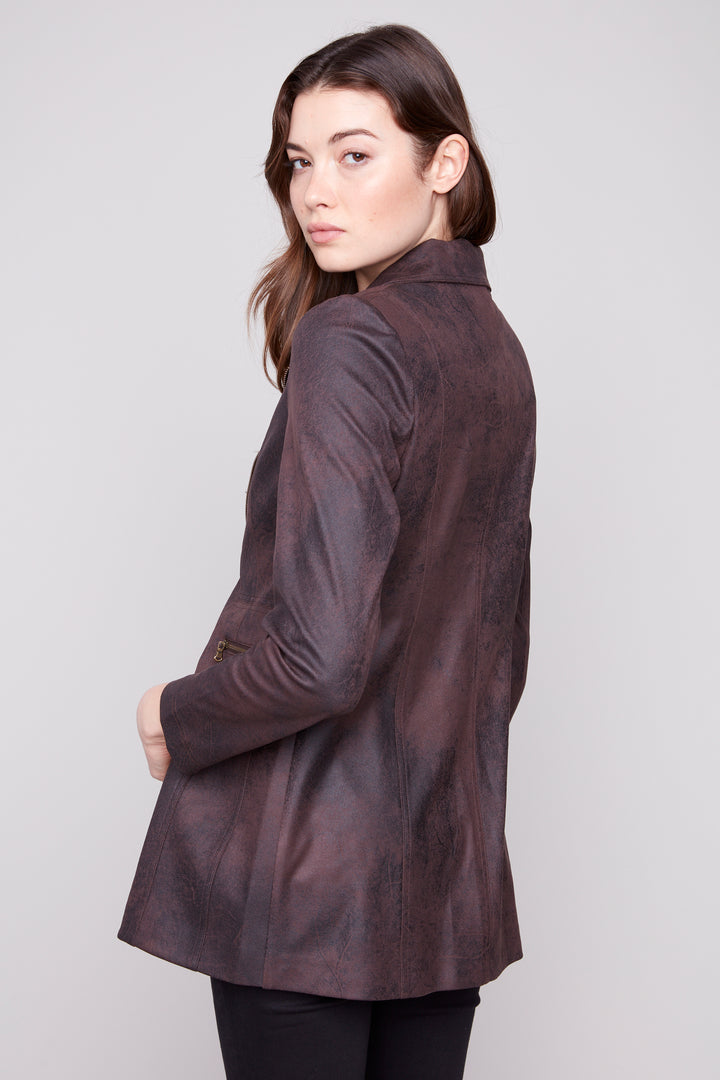 LONG FAUX SUEDE MOTO JACKET