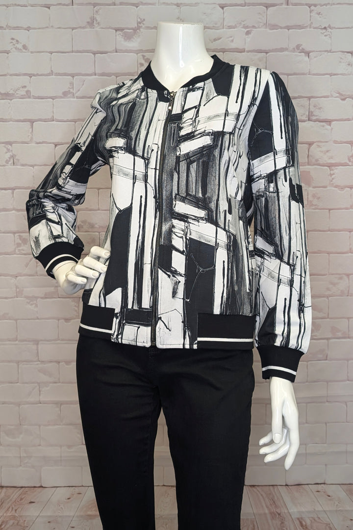 BAISTI BLACK WHITE BOMBER JACKET