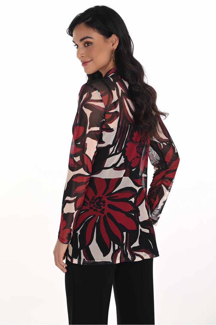 CABERNET BLACK FLORAL MESH CARDIGAN