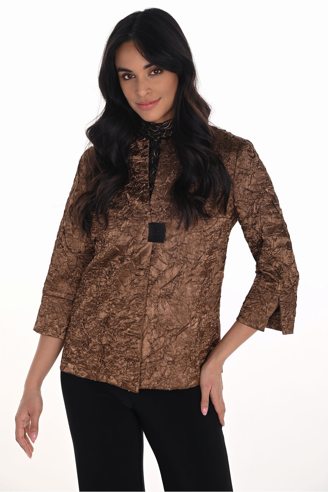 COPPER CRINKLE TEXTURED JACKET