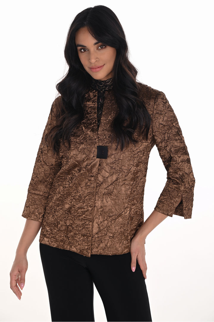 COPPER CRINKLE TEXTURED JACKET