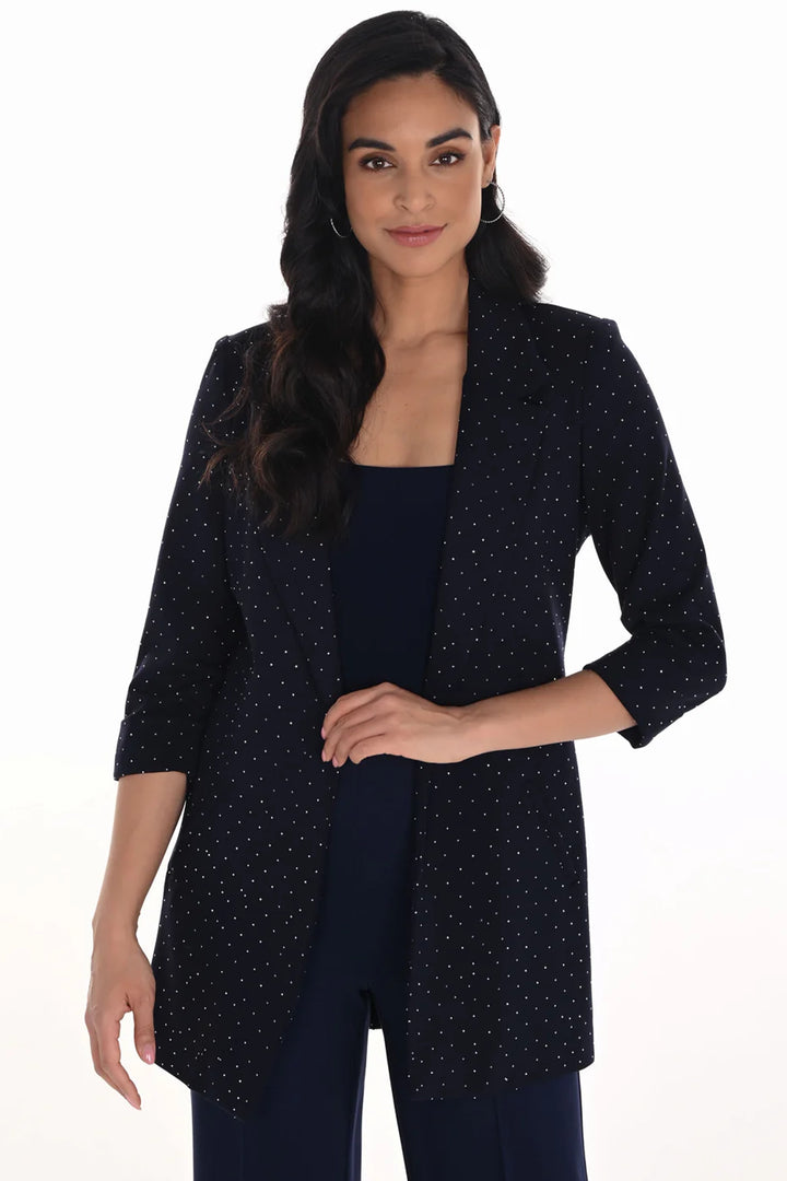 NAVY GLITTER PINDOT LONG BLAZER