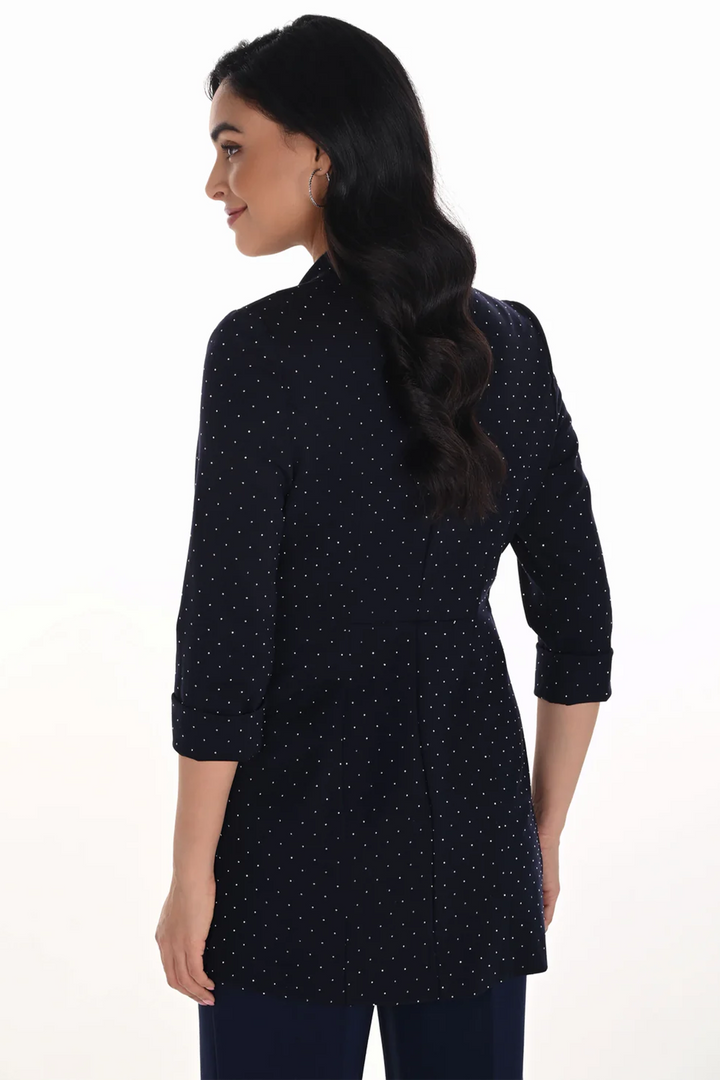 NAVY GLITTER PINDOT LONG BLAZER