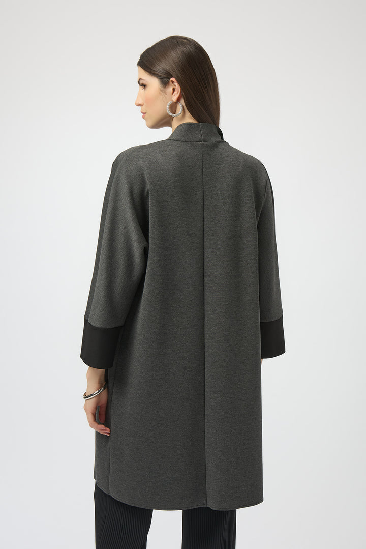 GREY BLACK SCUBA CARDI WITH CONTRAST POCKETS