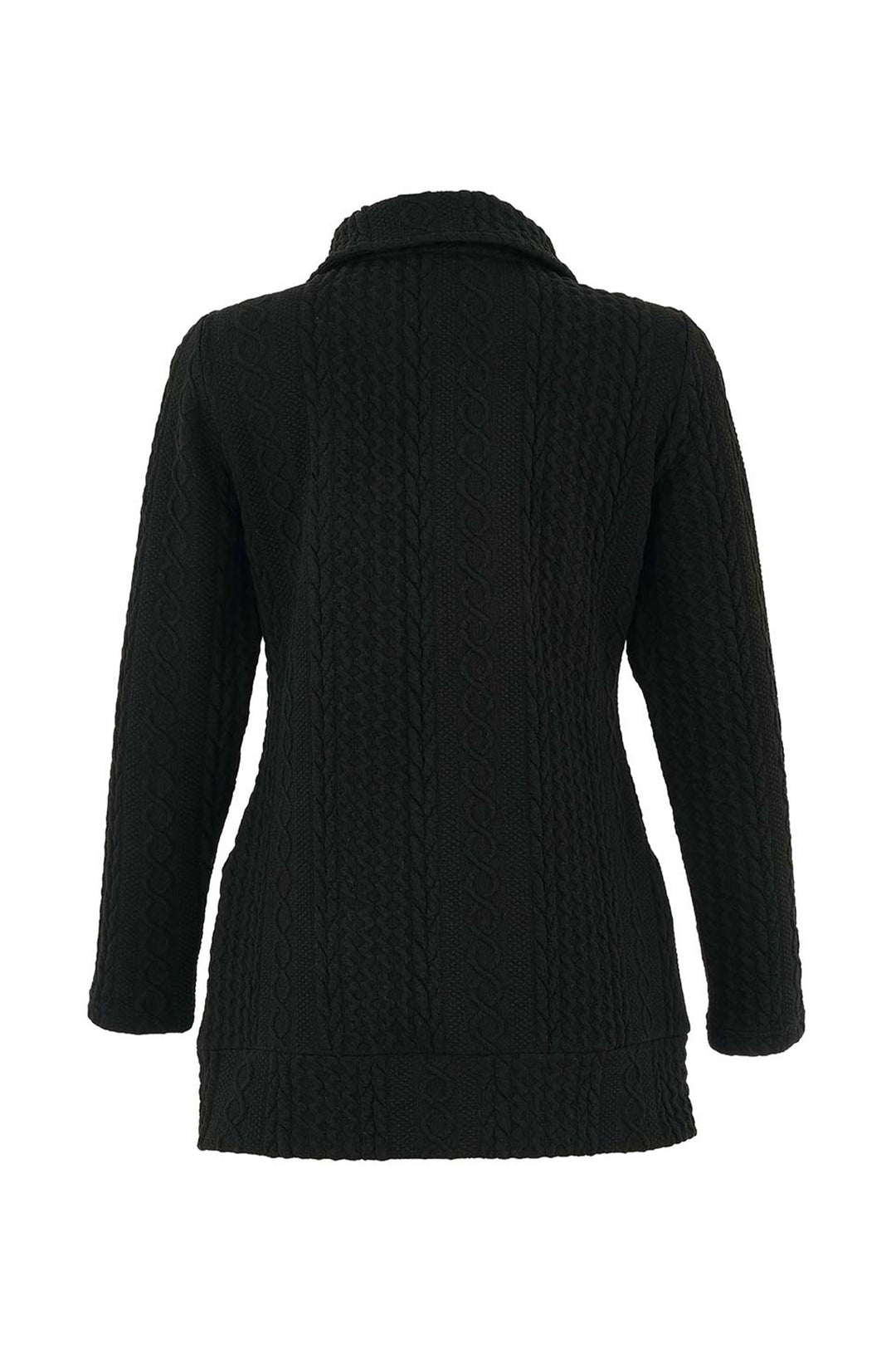 LONG EMBOSSED CABLE ZIP JACKET