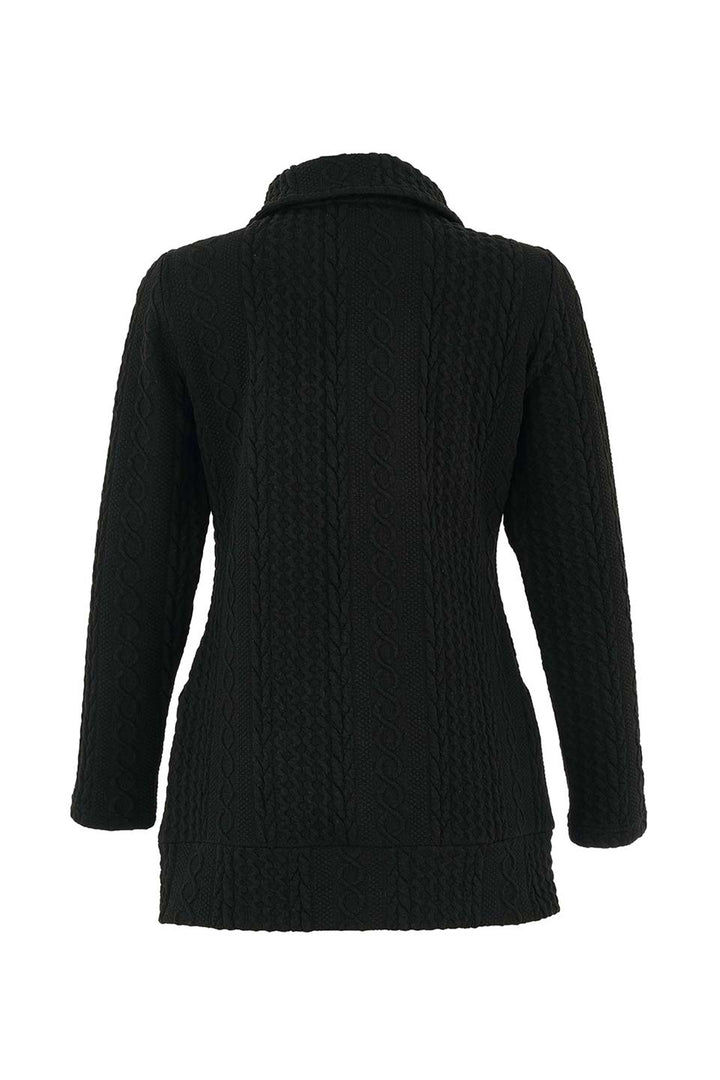 LONG EMBOSSED CABLE ZIP JACKET