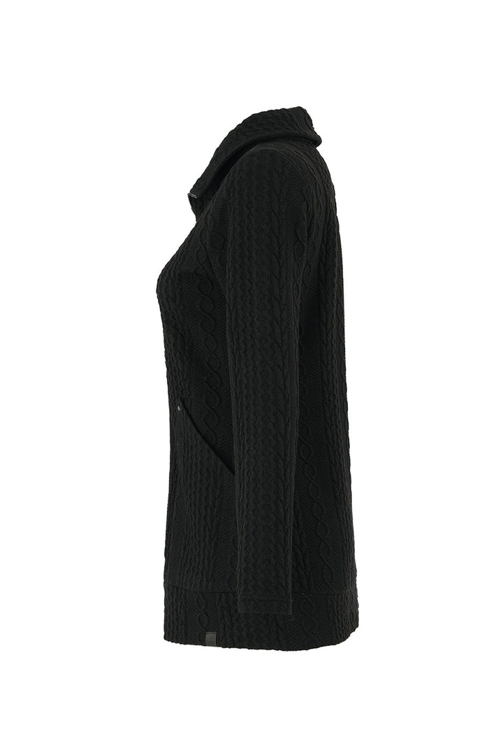 LONG EMBOSSED CABLE ZIP JACKET