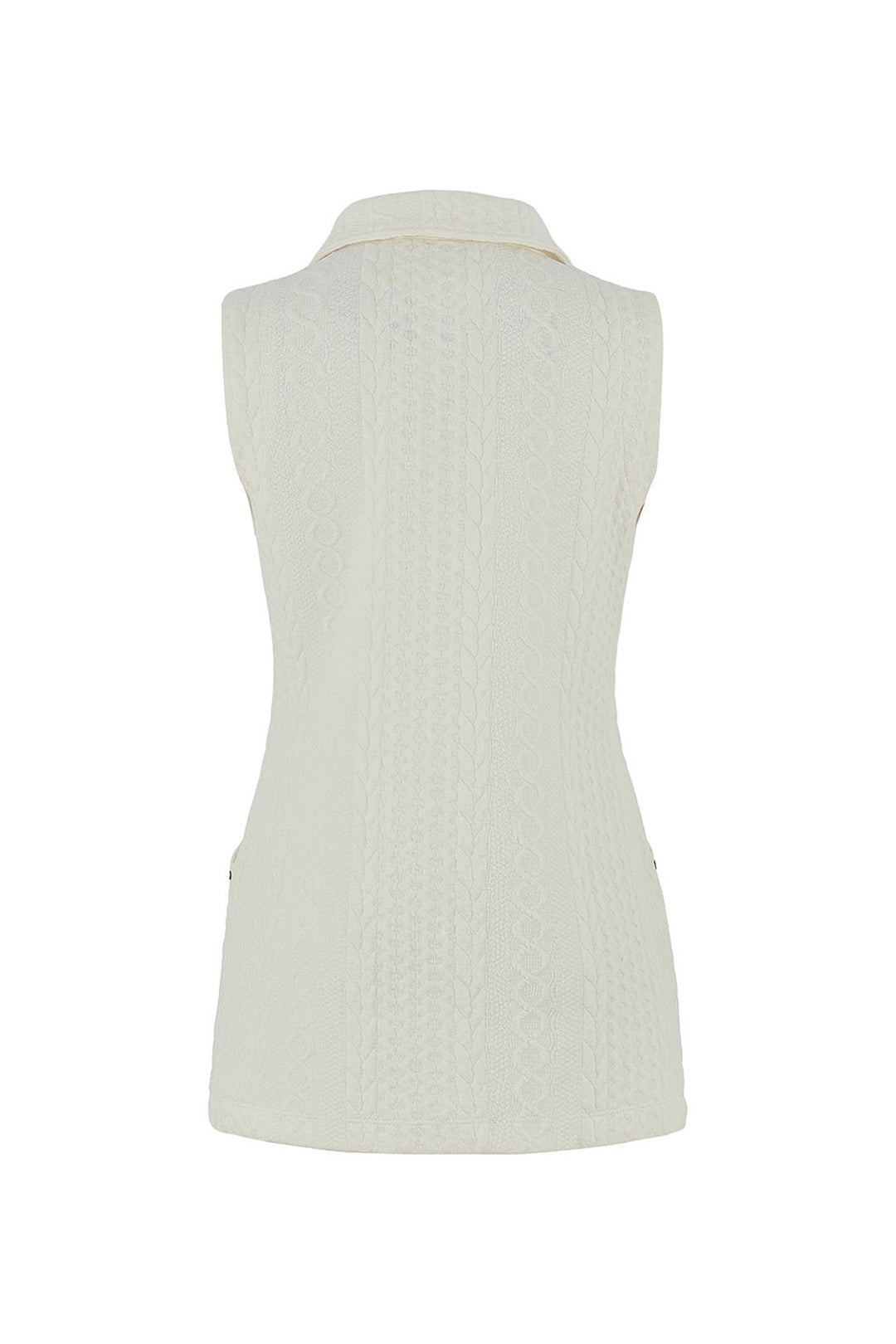 LONG EMBOSSED CABLE ZIP VEST
